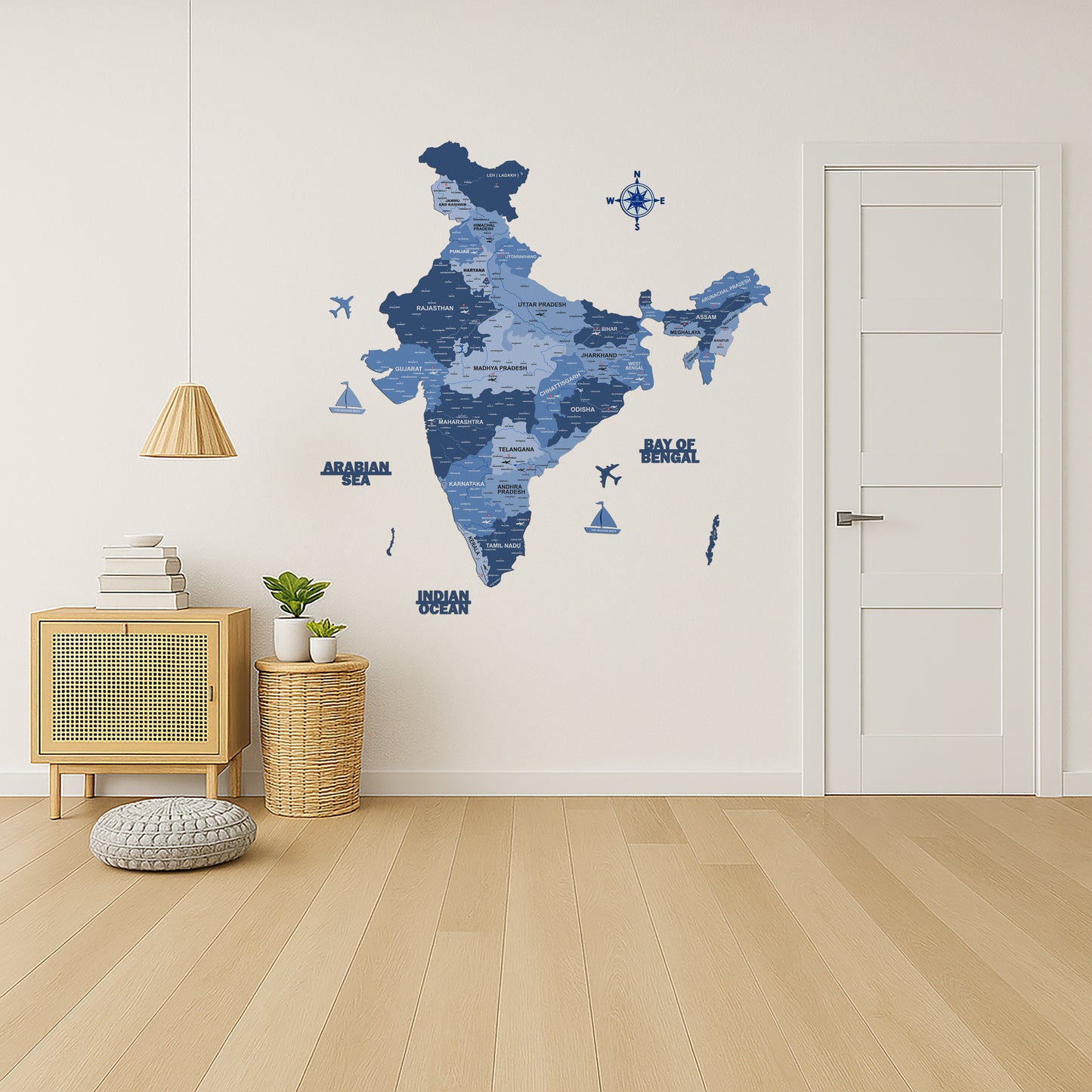 INDIA WOODEN 3D MAP | ROYAL BLUE INDIA MAP FOR OFFICE | HOME | WALL DECOR  001