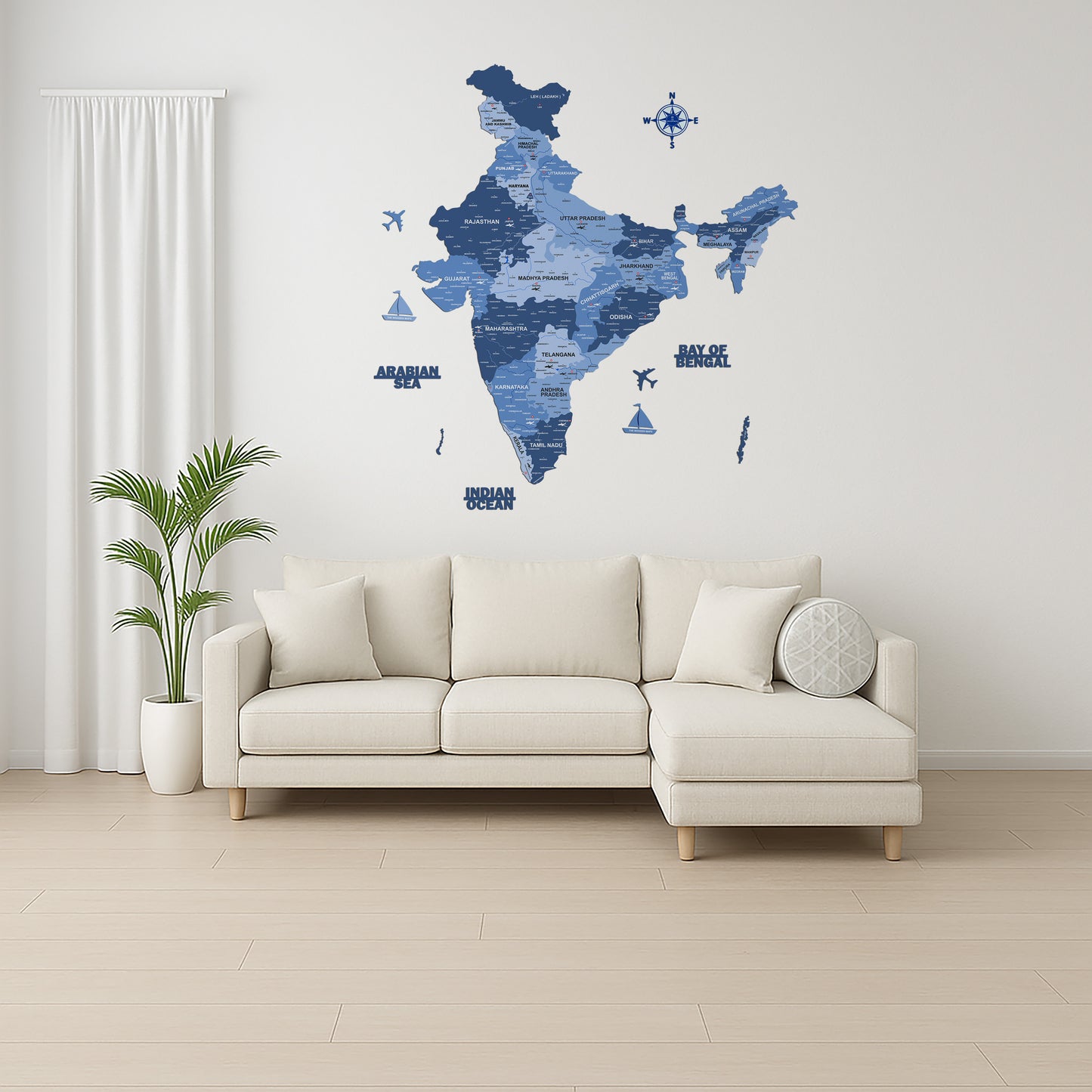 INDIA WOODEN 3D MAP | ROYAL BLUE INDIA MAP FOR OFFICE | HOME | WALL DECOR  001