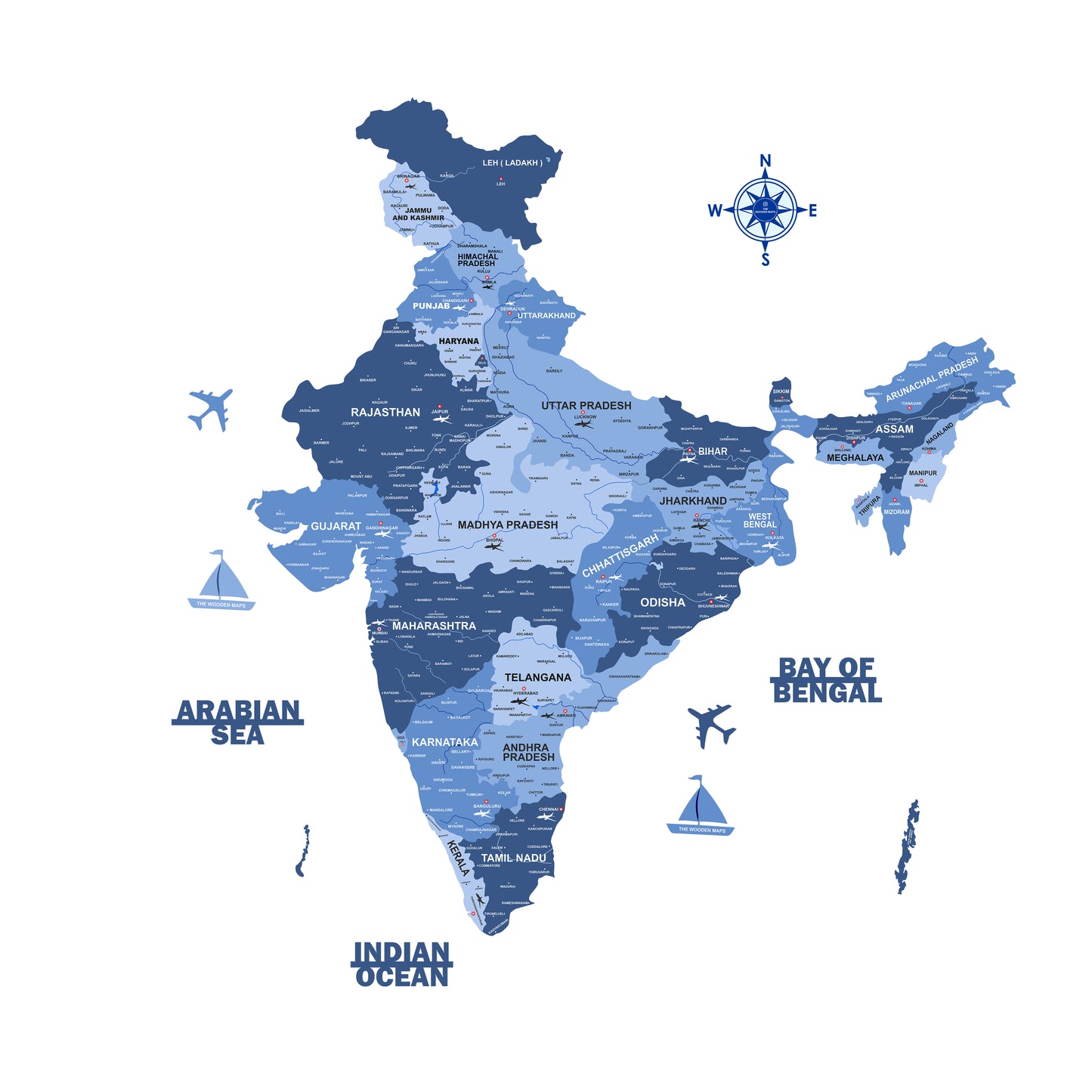 INDIA WOODEN 3D MAP | ROYAL BLUE INDIA MAP FOR OFFICE | HOME | WALL DECOR  001