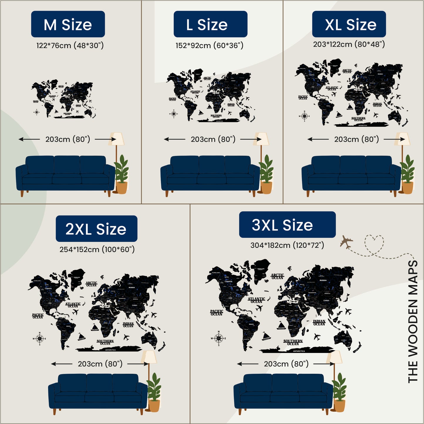 3D BLACK WOODEN WORLD MAP | BEST FOR TRAVELLER | HOME DECOR | WALL DECOR WM004