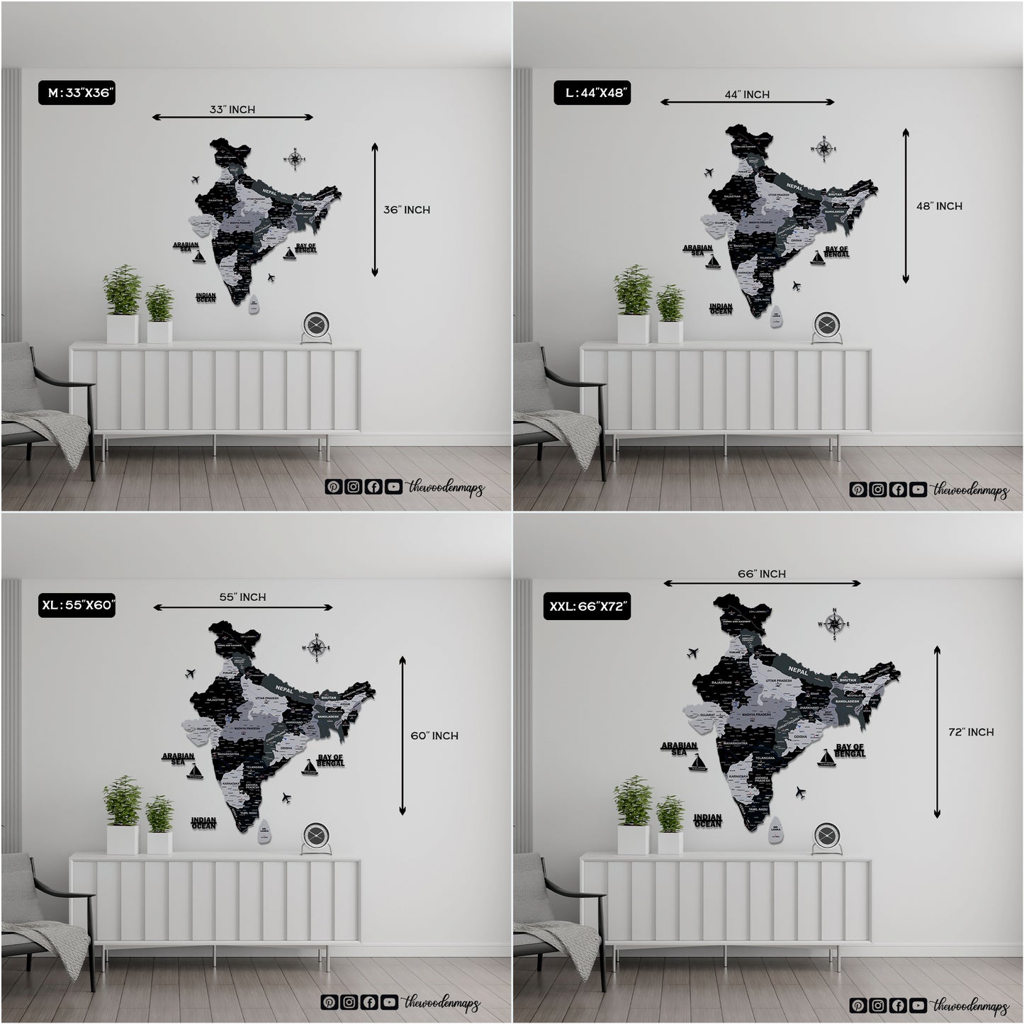 INDIA WOODEN 3D MAP | BROWN INDIA MAP FOR OFFICE | HOME | WALL DECOR IM003